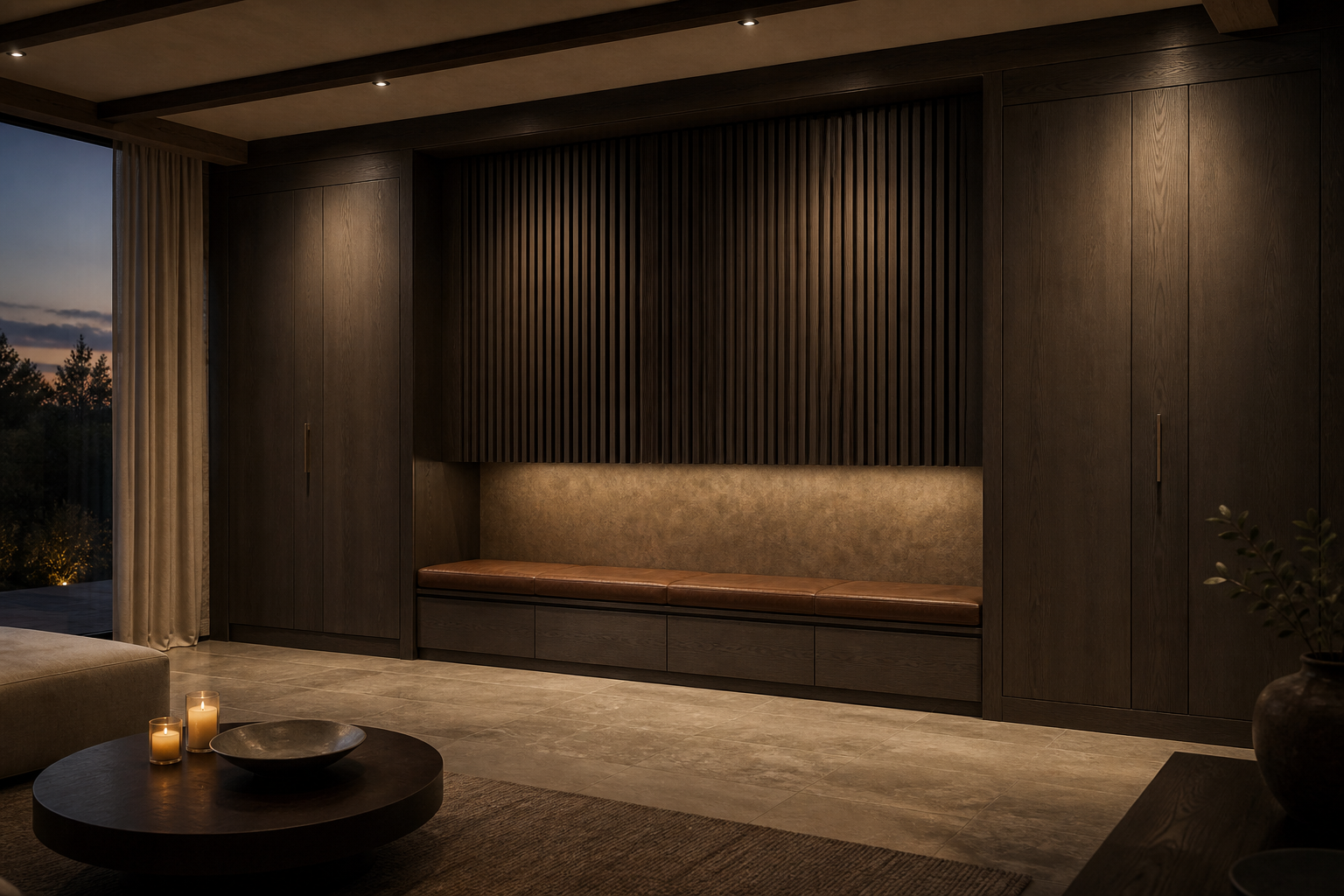 Fadior Zenith Living Room Suite with Layered Timber Media Veil — lifestyle setting with natural light and residential styling