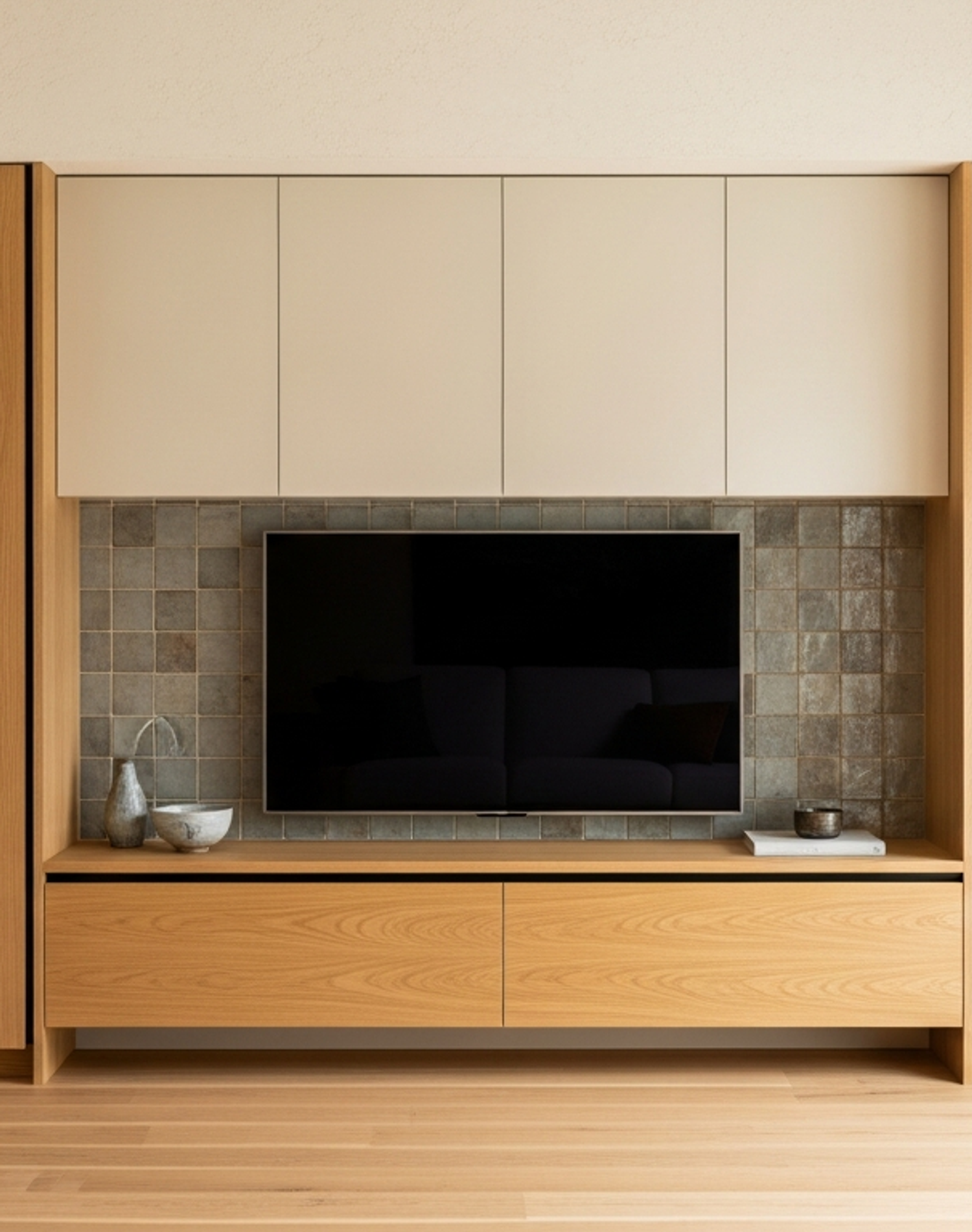 Fadior Essence Media Console — lifestyle setting with natural light and residential styling