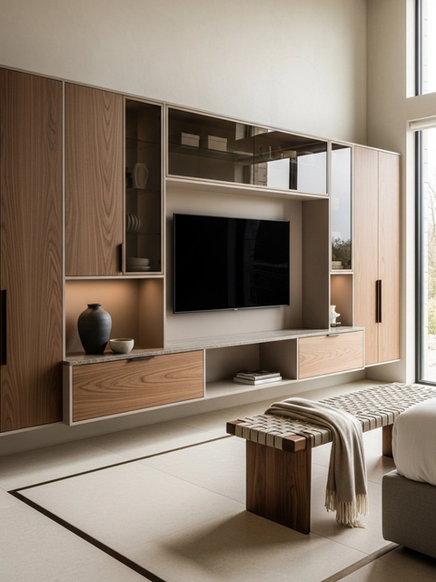 Fadior Essence Media Console — 304 stainless steel living room system, front view