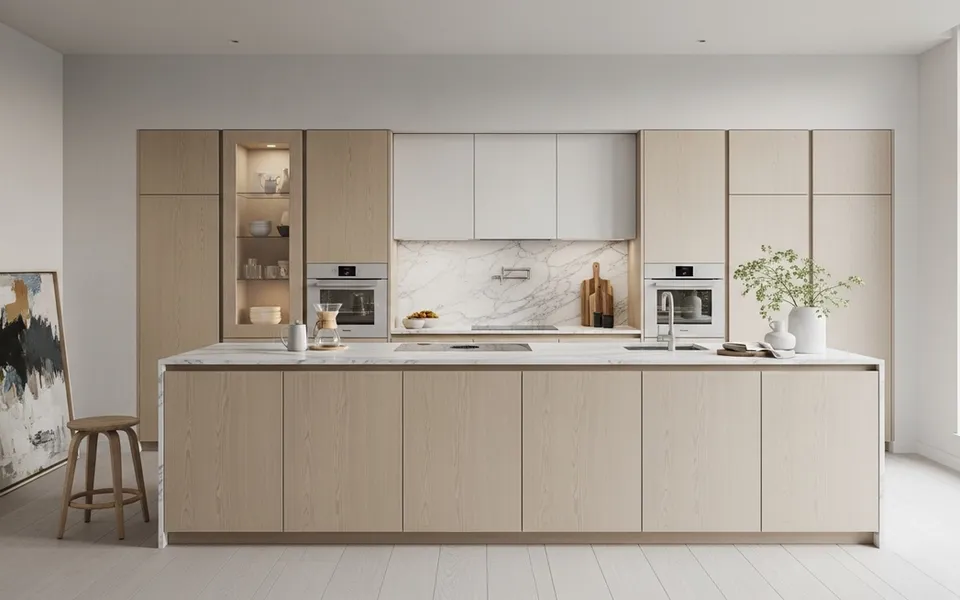 Guangzhou Penthouse — integrated storage and material transitions — 304 stainless steel cabinetry installation by Fadior