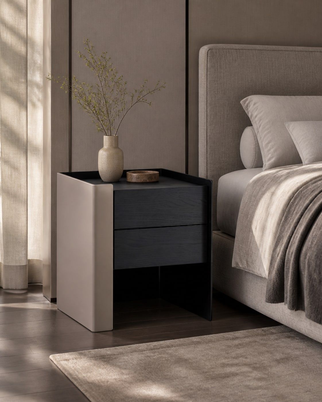 Nightstand (Saddle leather) styled in a FADIOR HOME interior setting