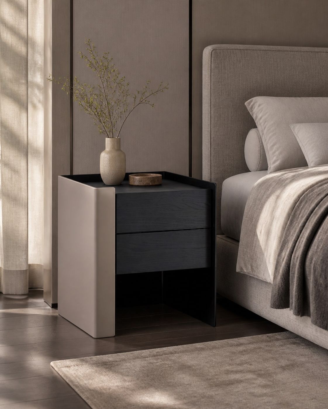 Nightstand styled in a FADIOR HOME interior setting