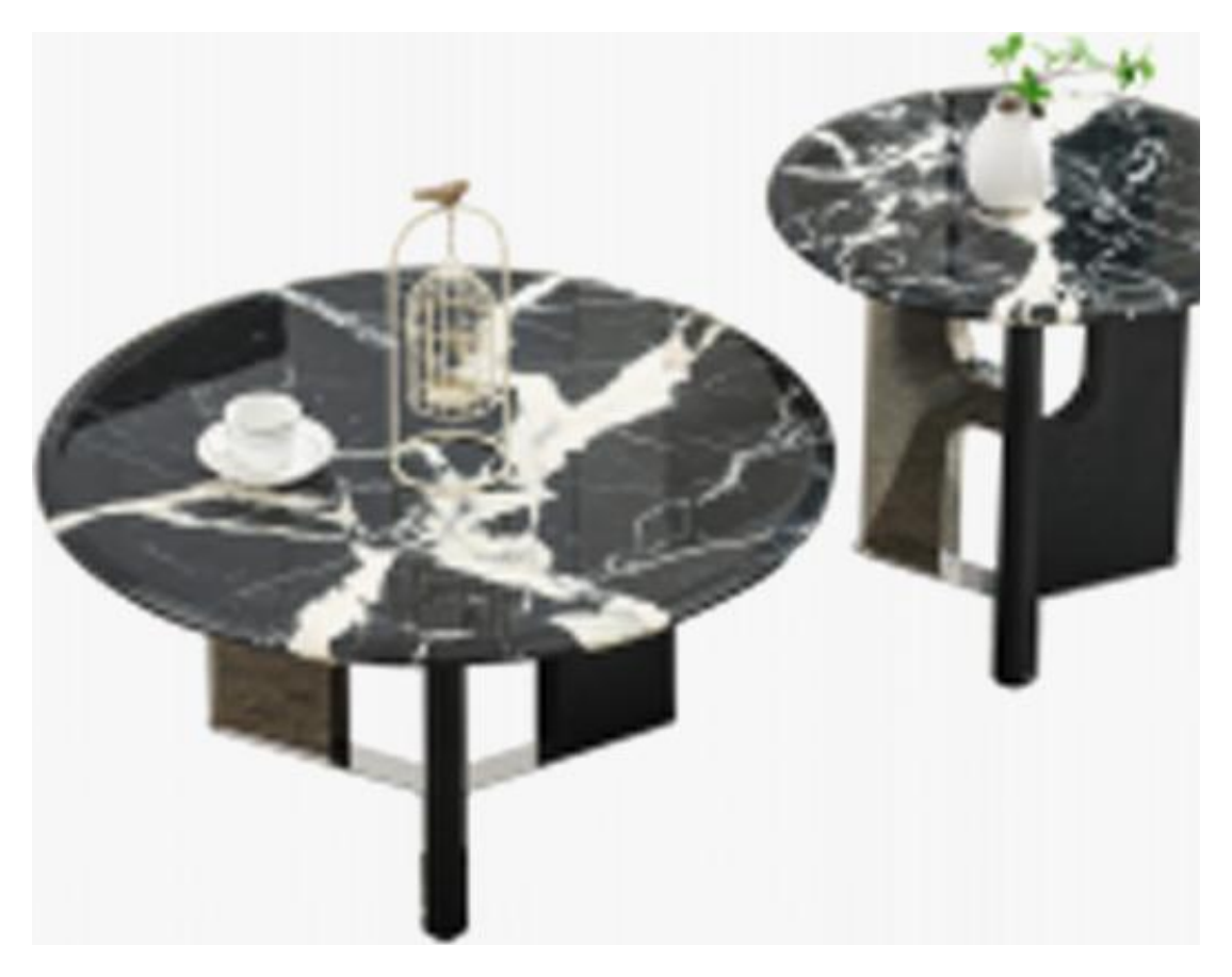 Stone-Top Coffee Table 茶几φ90CM 边几φ55CM product photo for FADIOR HOME shop