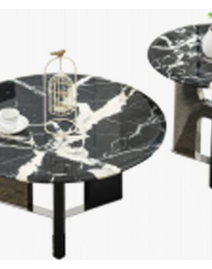 Stone-Top Coffee Table 茶几φ90CM 边几φ55CM product photo for FADIOR HOME shop