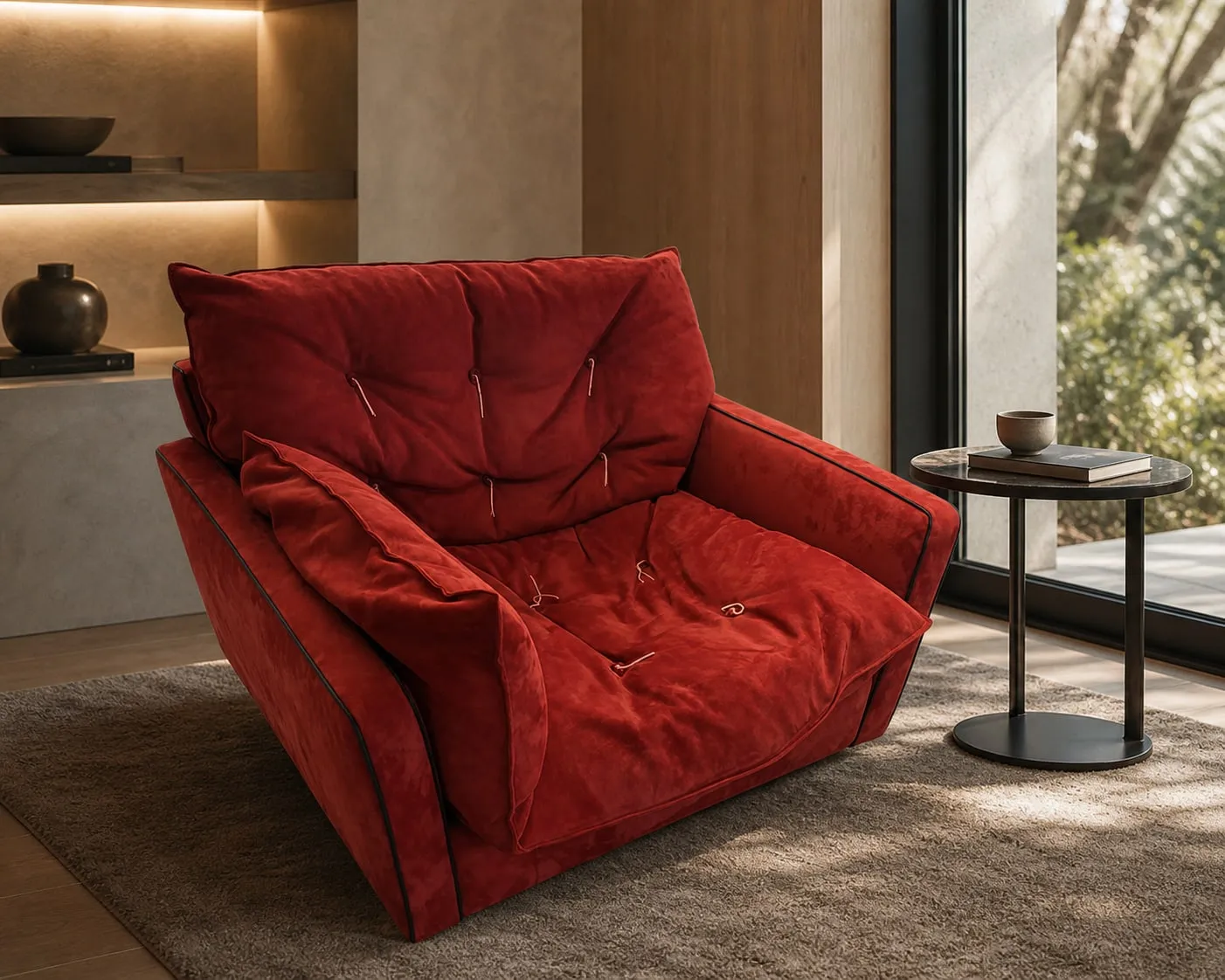 Imported Frosted Full-Grain Leather Lounge Chair
