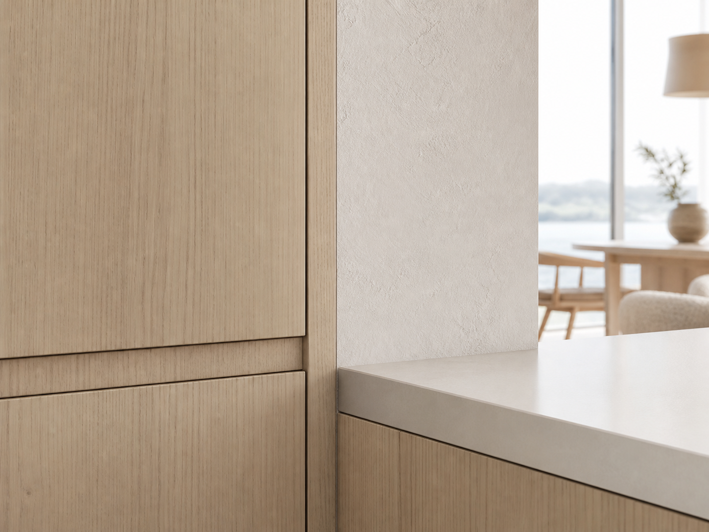 Fadior Pavilion Kitchen Suite with Linen Breakfast Prep Spine — close-up of stainless steel finish and hardware detail