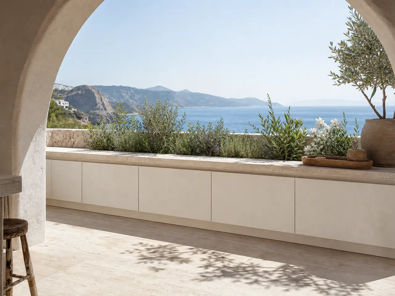 Fadior Aurora Balcony Suite with Rainline Planting Bench - 304 stainless steel balcony cabinetry for humidity, laundry overflow, utility storage, and semi-outdoor residential use
