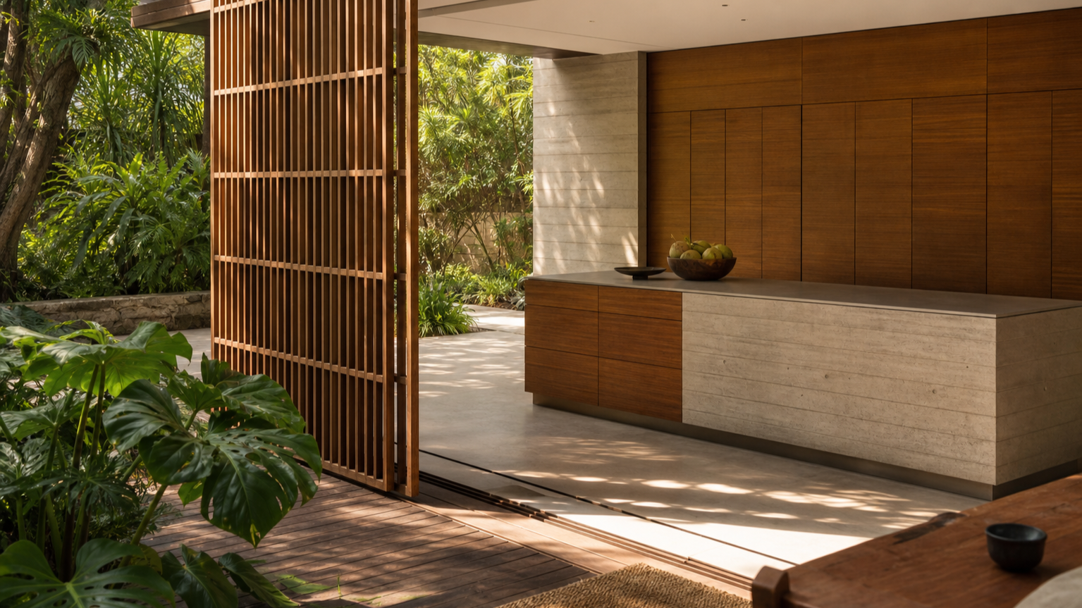 Fadior Silkstone Kitchen Suite with Courtyard Pantry Island — lifestyle setting with natural light and residential styling