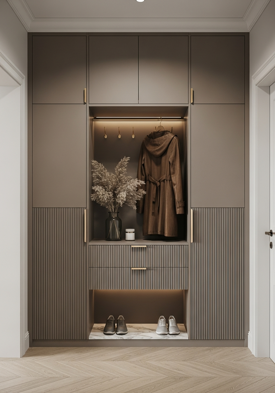 Fadior Archetype Entryway Shoe Cabinet — interior room context showing cabinet integration