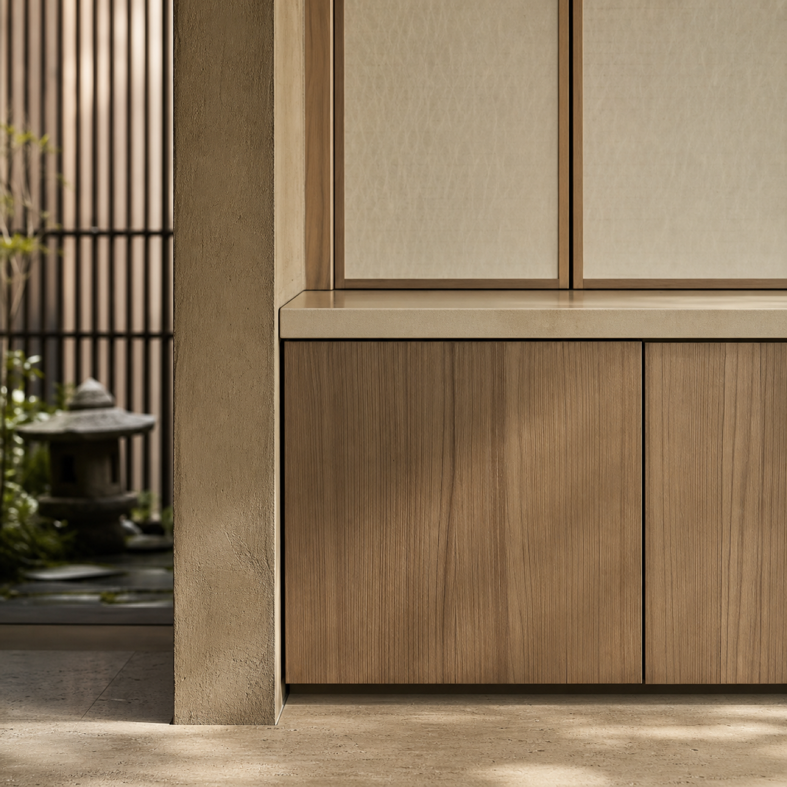 Fadior Resonance Wardrobe Suite with Solid Surface Packing Gallery — close-up of stainless steel finish and hardware detail