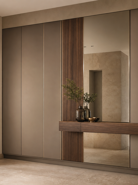 Fadior Loggia Entryway Suite with Gallery Arrival Wall — 304 stainless steel entryway system, front view