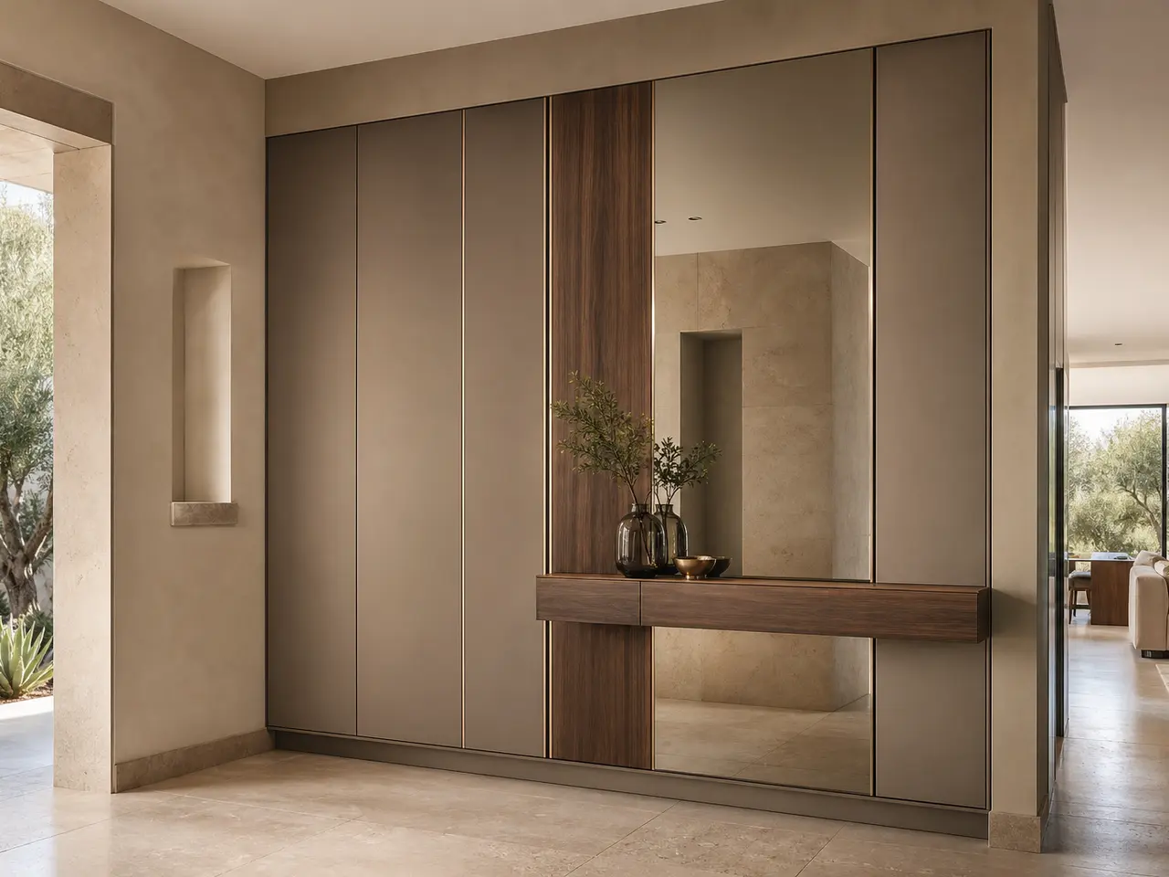 Fadior Loggia Entryway Suite with Gallery Arrival Wall — 304 stainless steel entryway system, front view