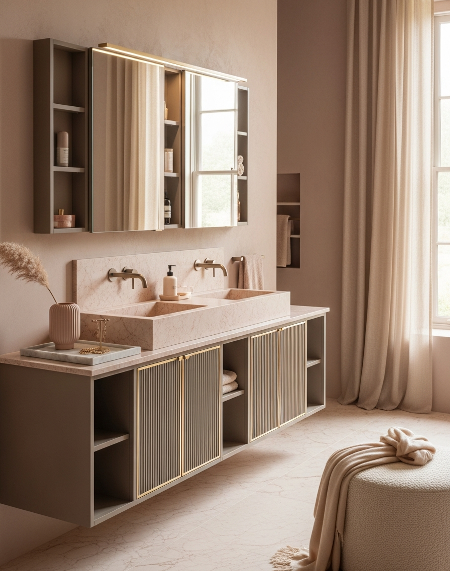 Fadior Acqua Bath and Vanity Suite — interior room context showing cabinet integration