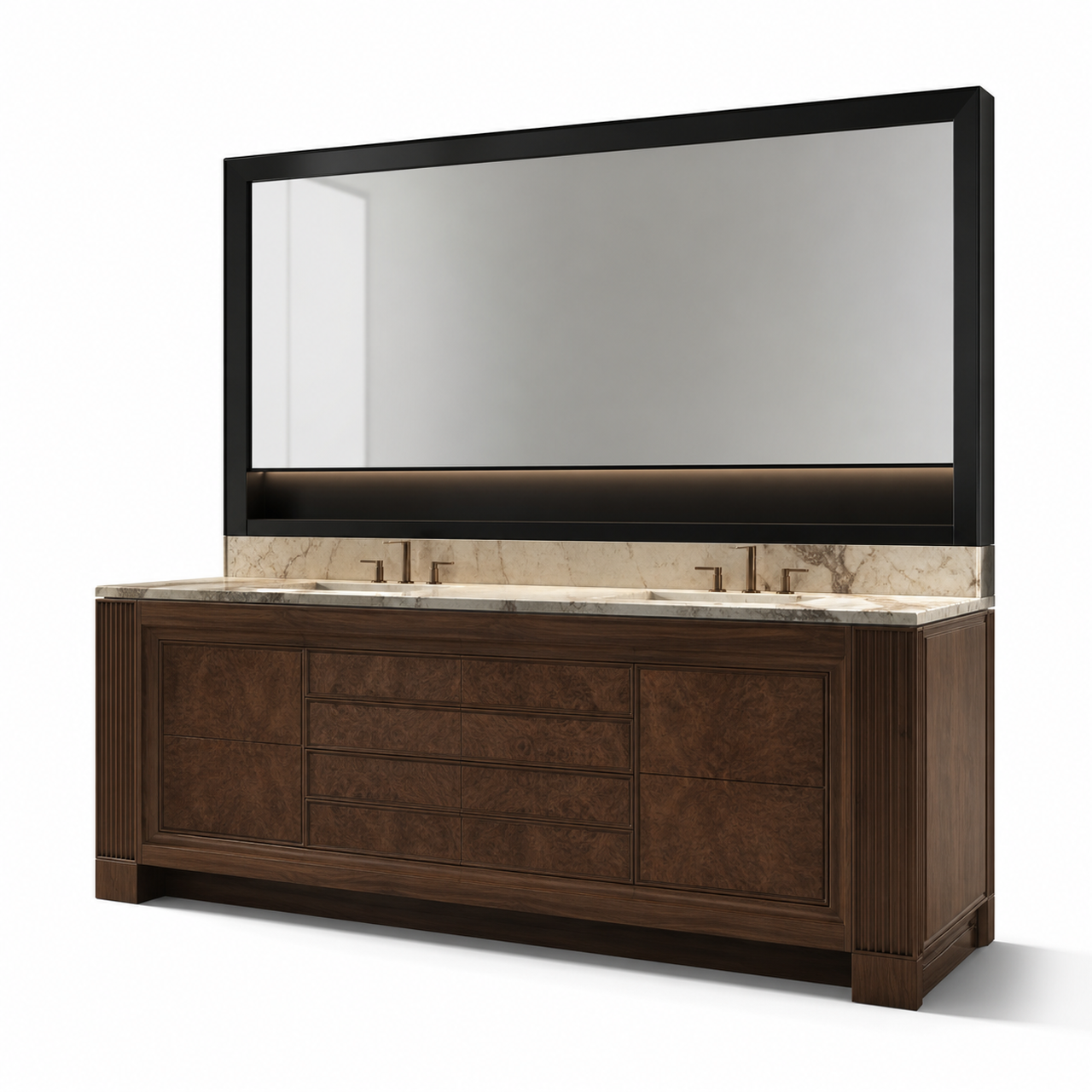 Fadior Solstice Bath and Vanity Suite with Thermal Mirror Grooming Ledge — 304 stainless steel bath and vanity system,