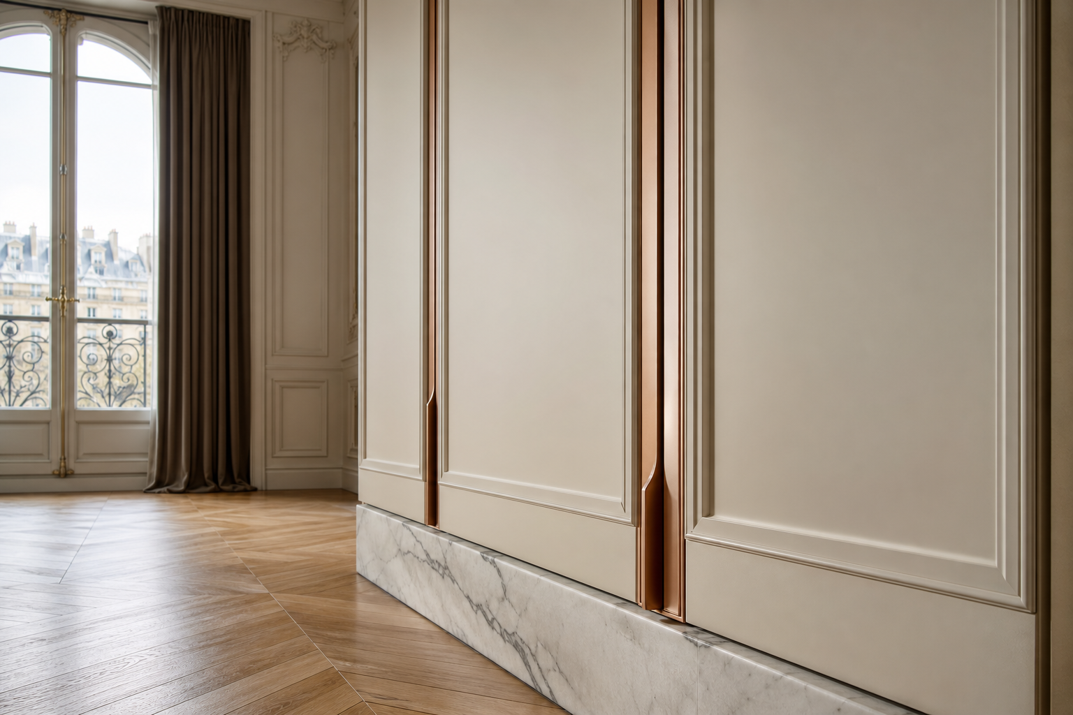 Suite de Armario Canopy con Eje de Vestidor con Tirador Fijo acabado y detalle