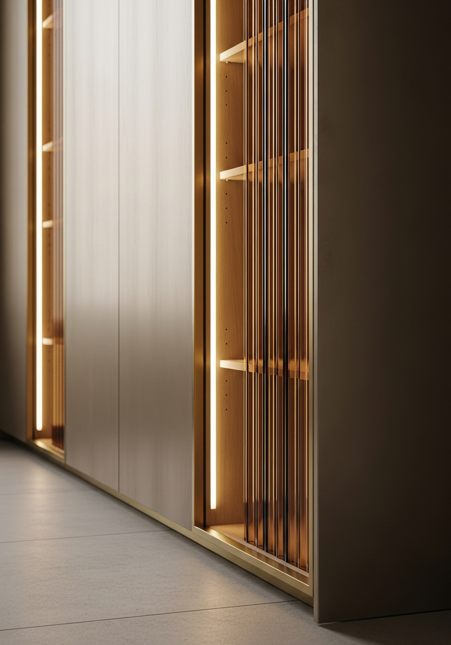 Fadior Brera Wardrobe Suite — close-up of stainless steel finish and hardware detail