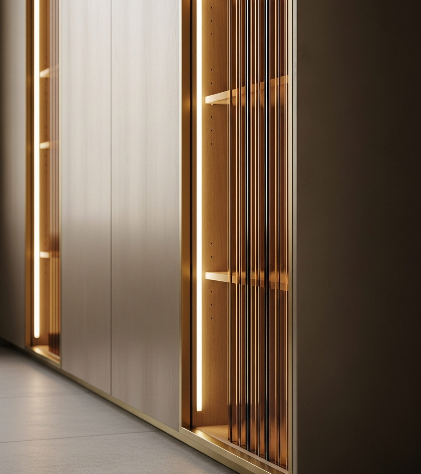 Fadior Brera Wardrobe Suite — close-up of stainless steel finish and hardware detail