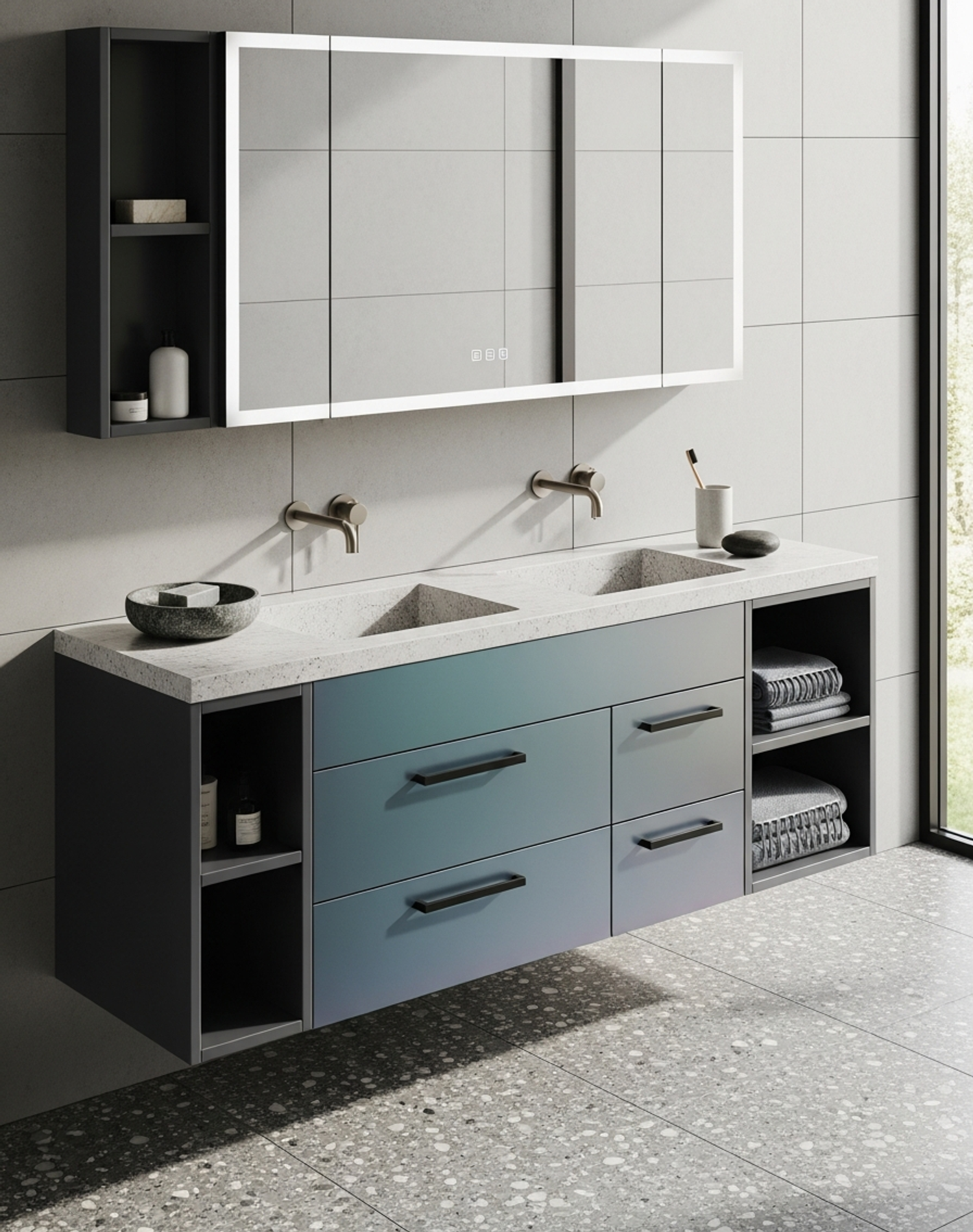 Fadior Acqua Bath and Vanity Suite 10 — interior room context showing cabinet integration