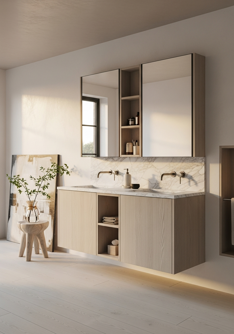 Fadior Ethereal Bath and Vanity Suite — interior room context showing cabinet integration