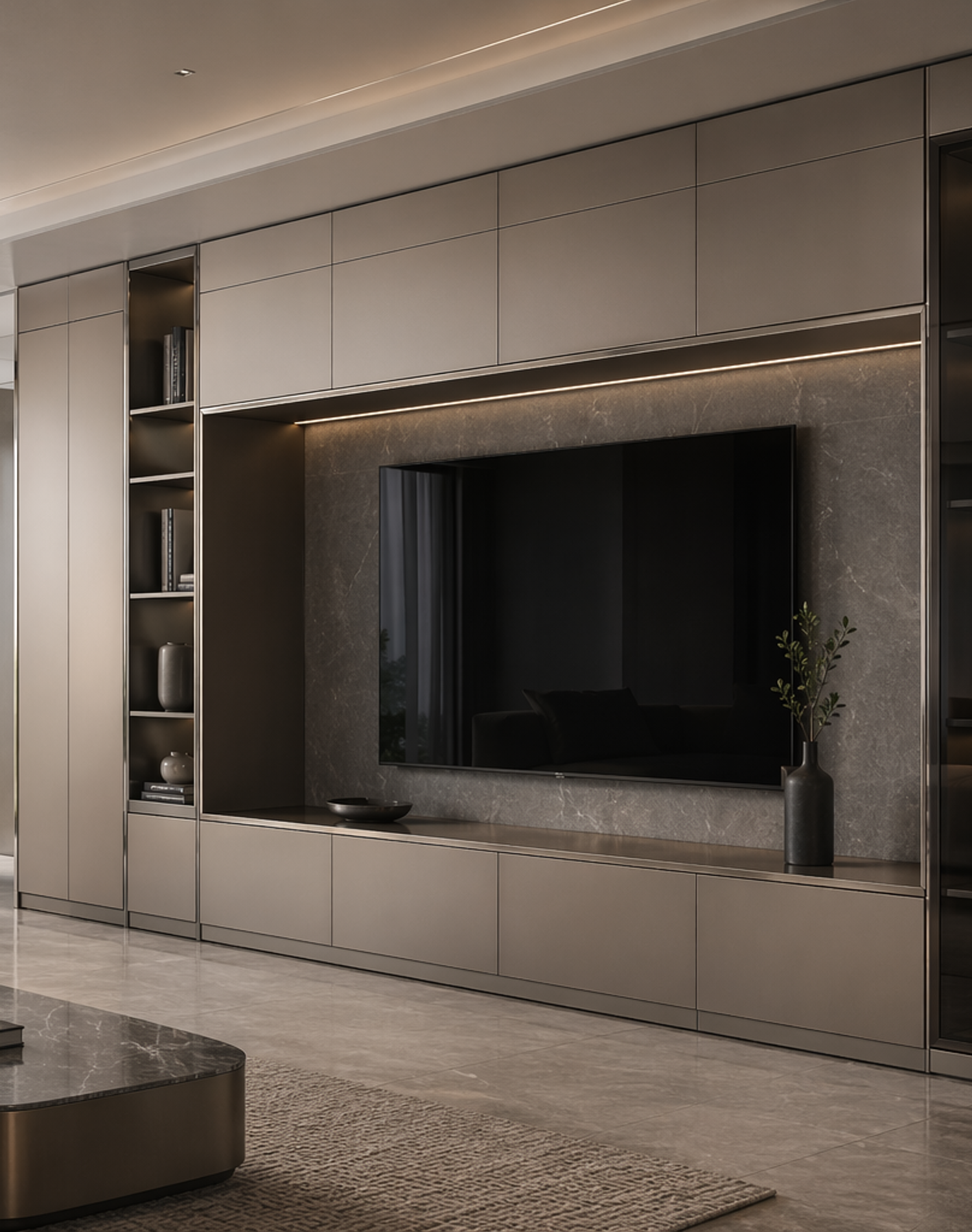 Fadior Essence Living Room Suite — interior room context showing cabinet integration