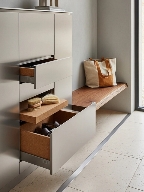 Fadior Archetype Entry Hall Cabinet — 304 stainless steel entryway system, front view