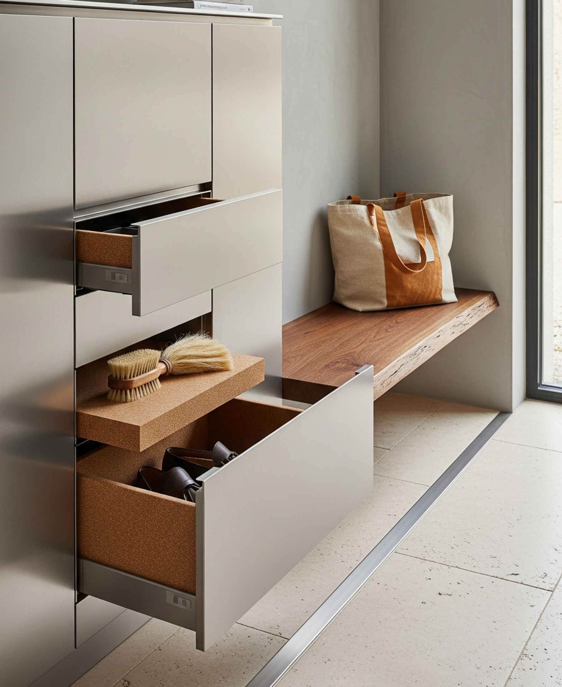 Fadior Archetype Entry Hall Cabinet — 304 stainless steel entryway system, front view