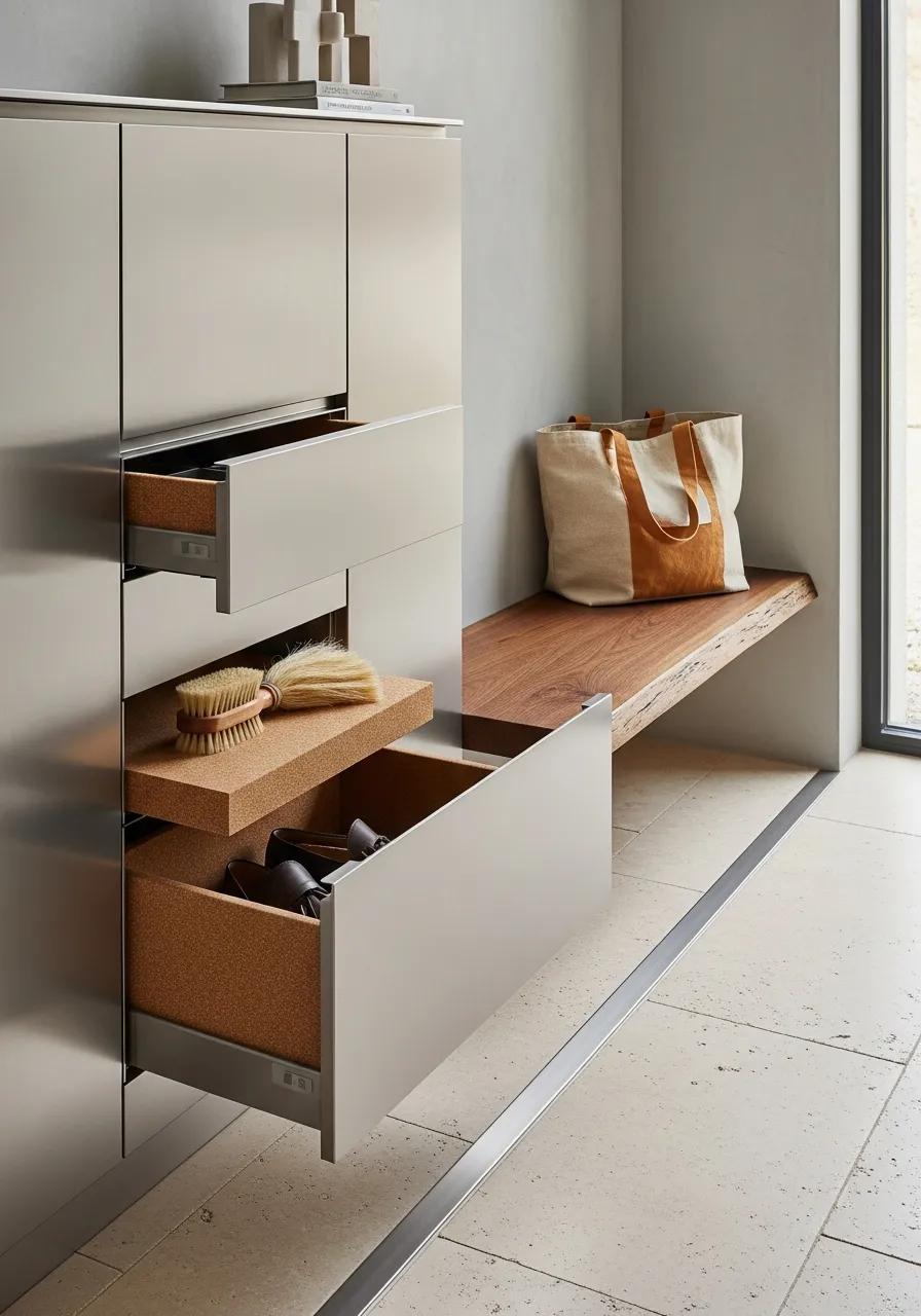Fadior Archetype Entry Hall Cabinet — 304 stainless steel entryway system, front view