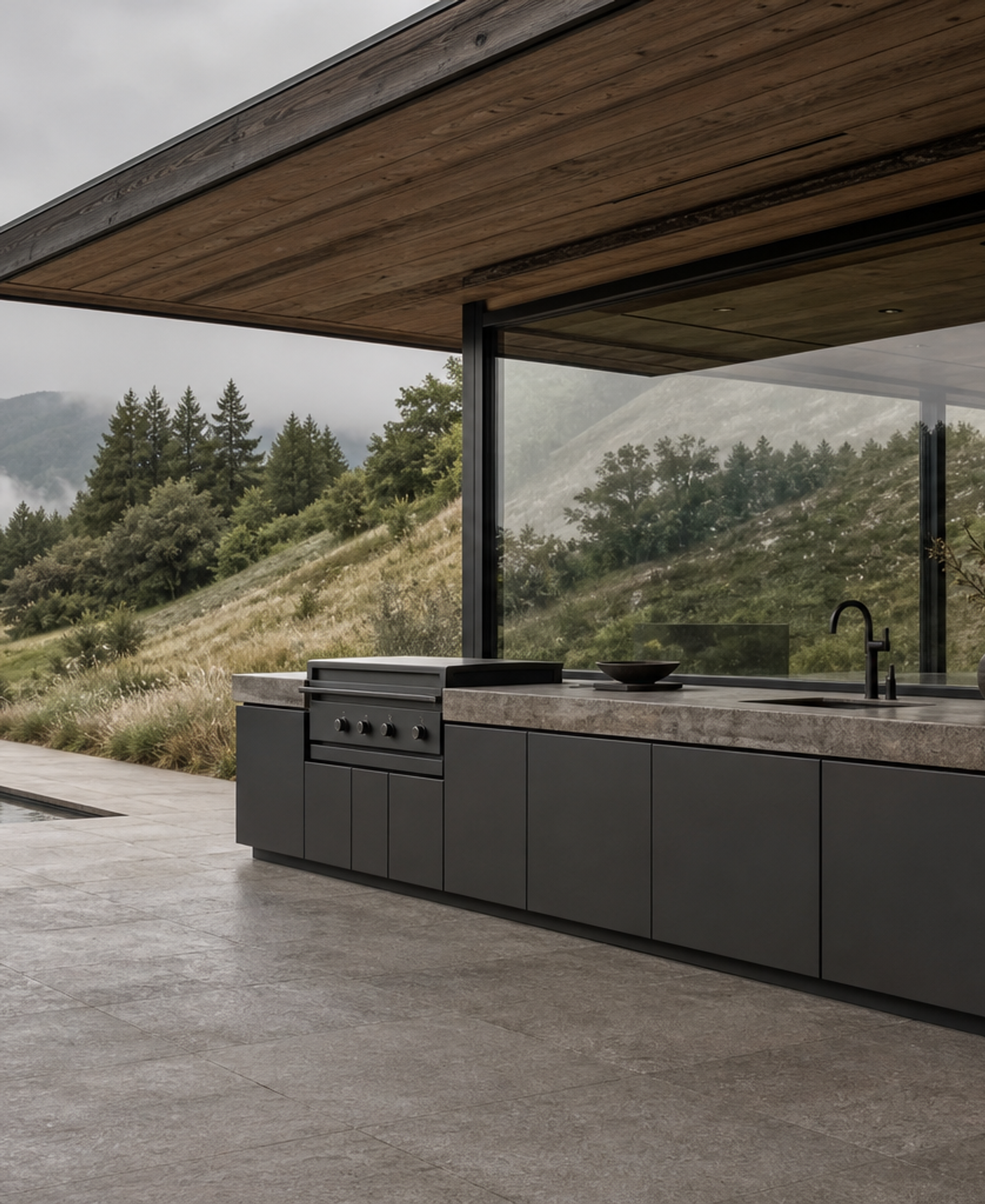 Fadior Horizon Outdoor Kitchen Suite with Panel Ready Chef Veranda — 304 stainless steel outdoor kitchen system, front view
