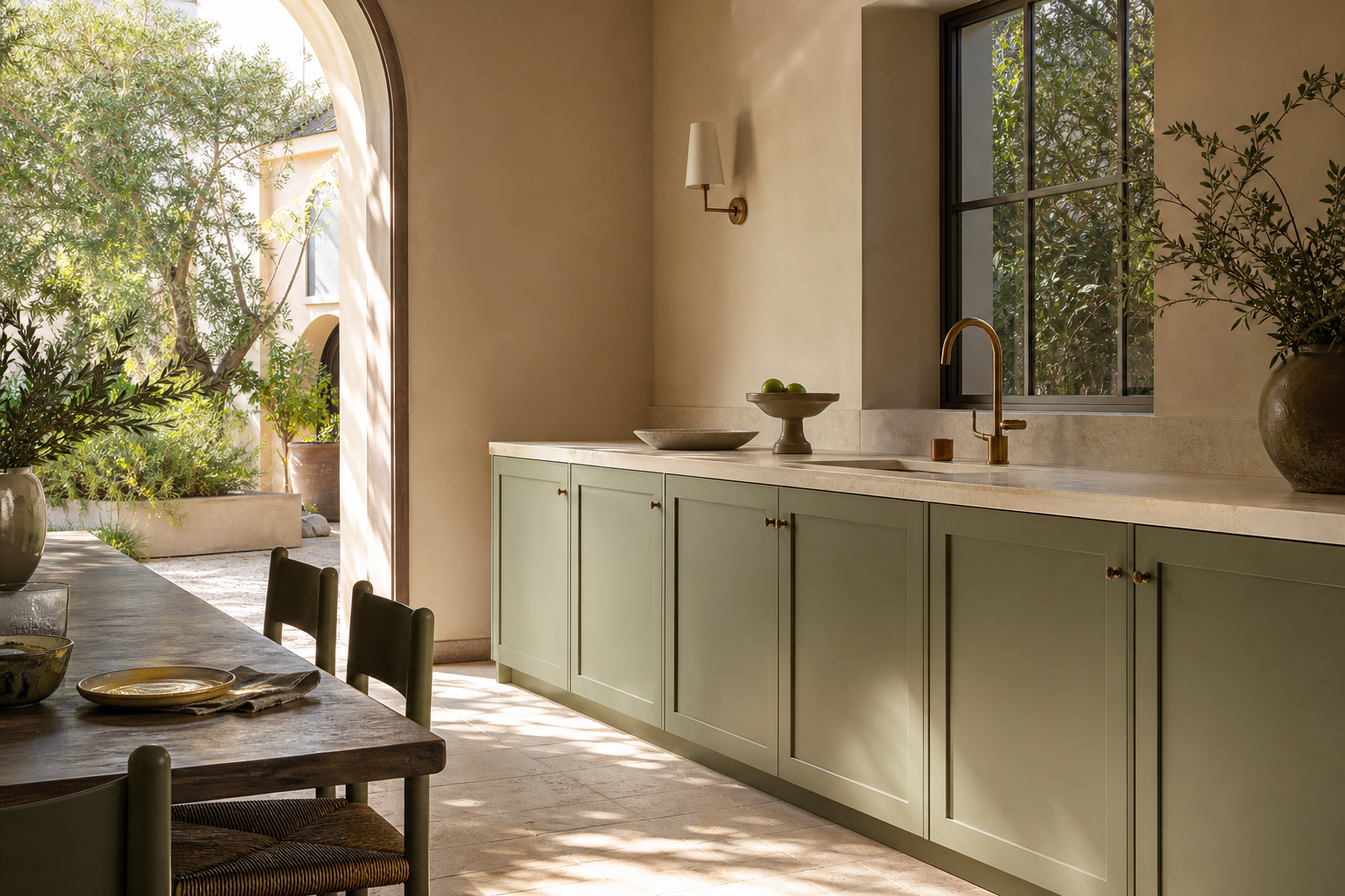 Fadior Silkstone Kitchen Suite with Arcade Window Workbench — lifestyle setting with natural light and residential styling