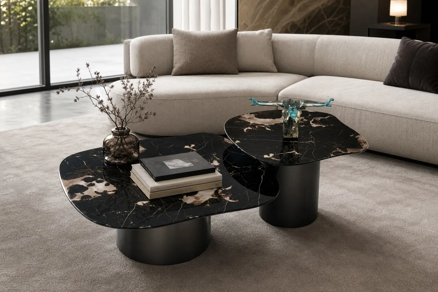 Pebble-Top Marble-Effect Set 600×600×410 mm