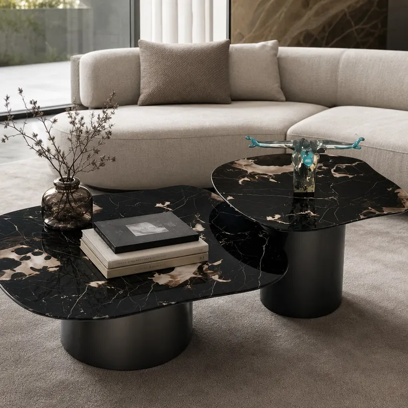 Pebble-Top Marble-Effect Set 800×800×330 mm
