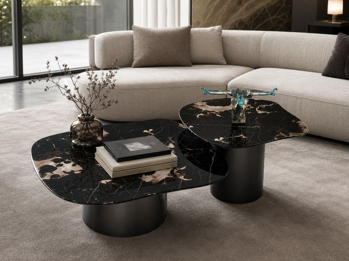 Stone-Top Coffee Table 800 × 800 × 330 styled in a FADIOR HOME interior setting