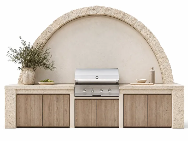 Fadior Vantage Outdoor Kitchen Suite with Porcelain Monolith Prep Terrace — 304 stainless steel outdoor kitchen system,