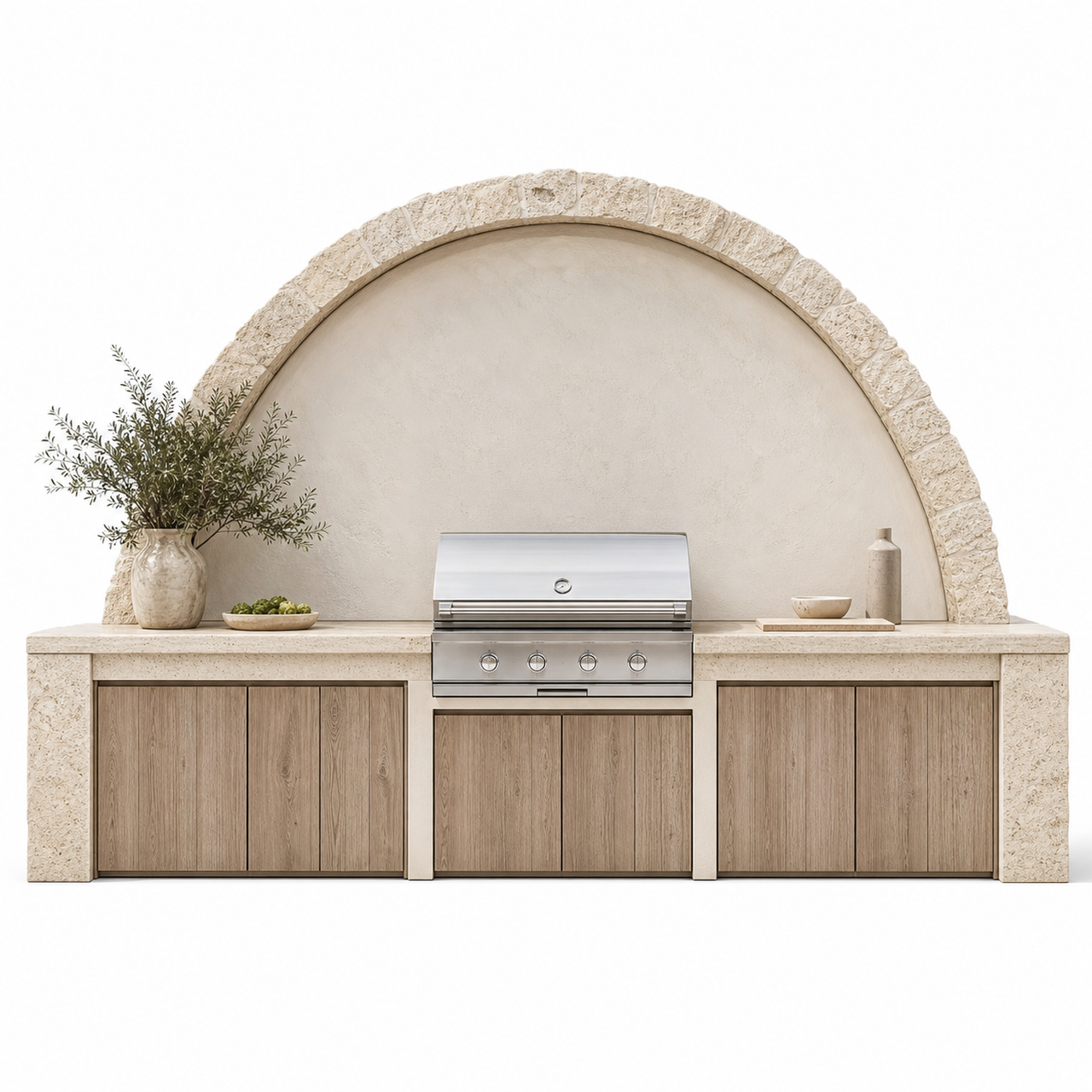 Fadior Vantage Outdoor Kitchen Suite with Porcelain Monolith Prep Terrace — 304 stainless steel outdoor kitchen system,