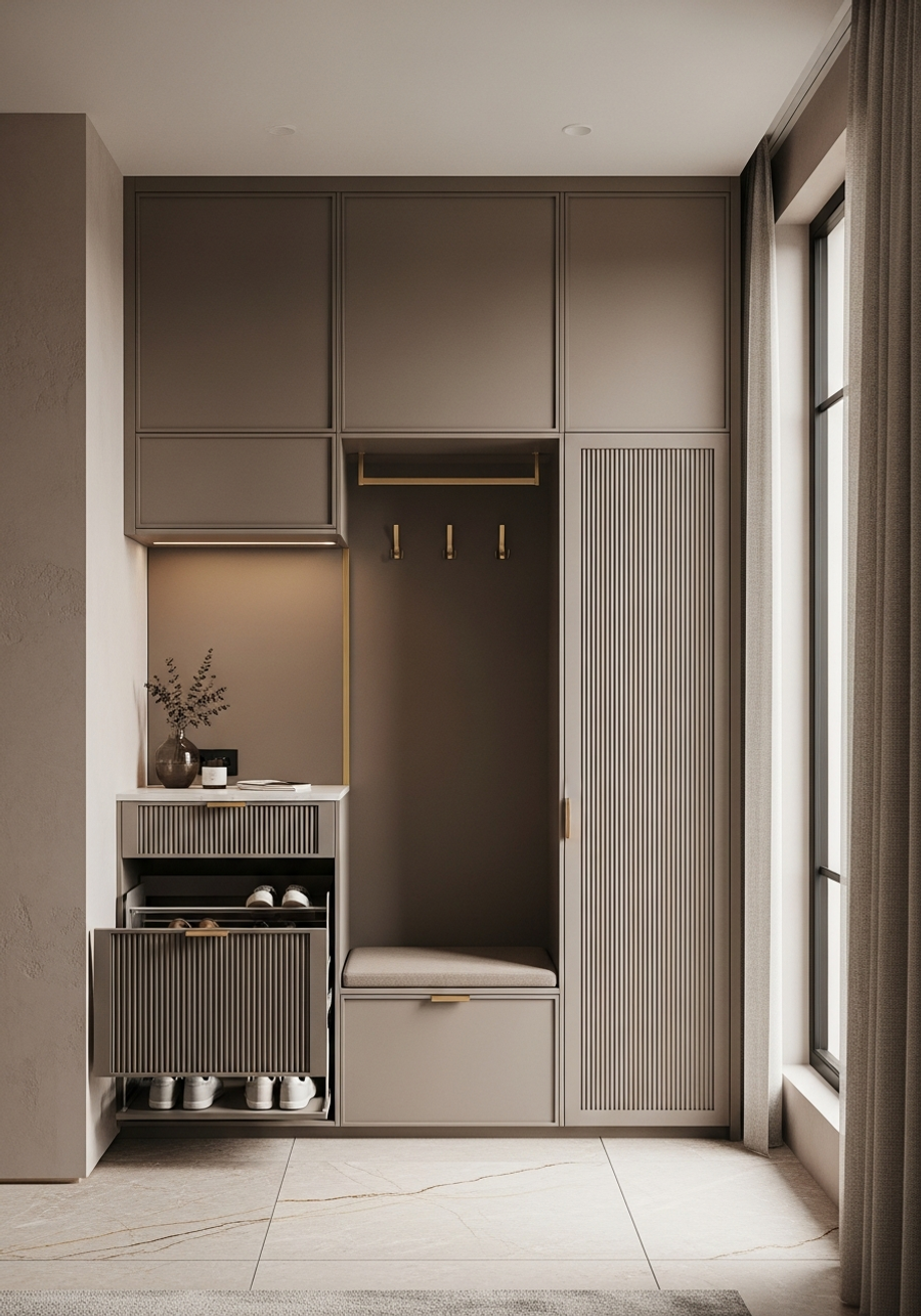 Fadior Archetype Shoe Cabinet — 304 stainless steel entryway system, front view