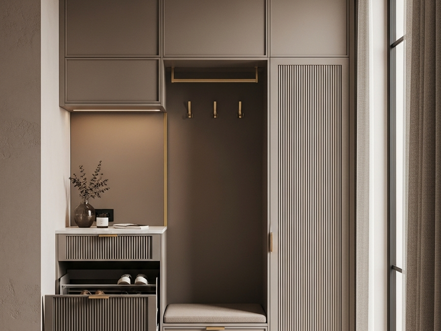 Fadior Archetype Shoe Cabinet — 304 stainless steel entryway system, front view