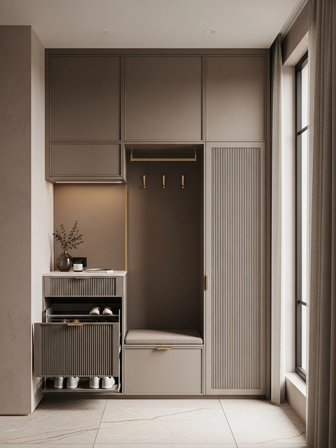 Fadior Archetype Shoe Cabinet — 304 stainless steel entryway system, front view