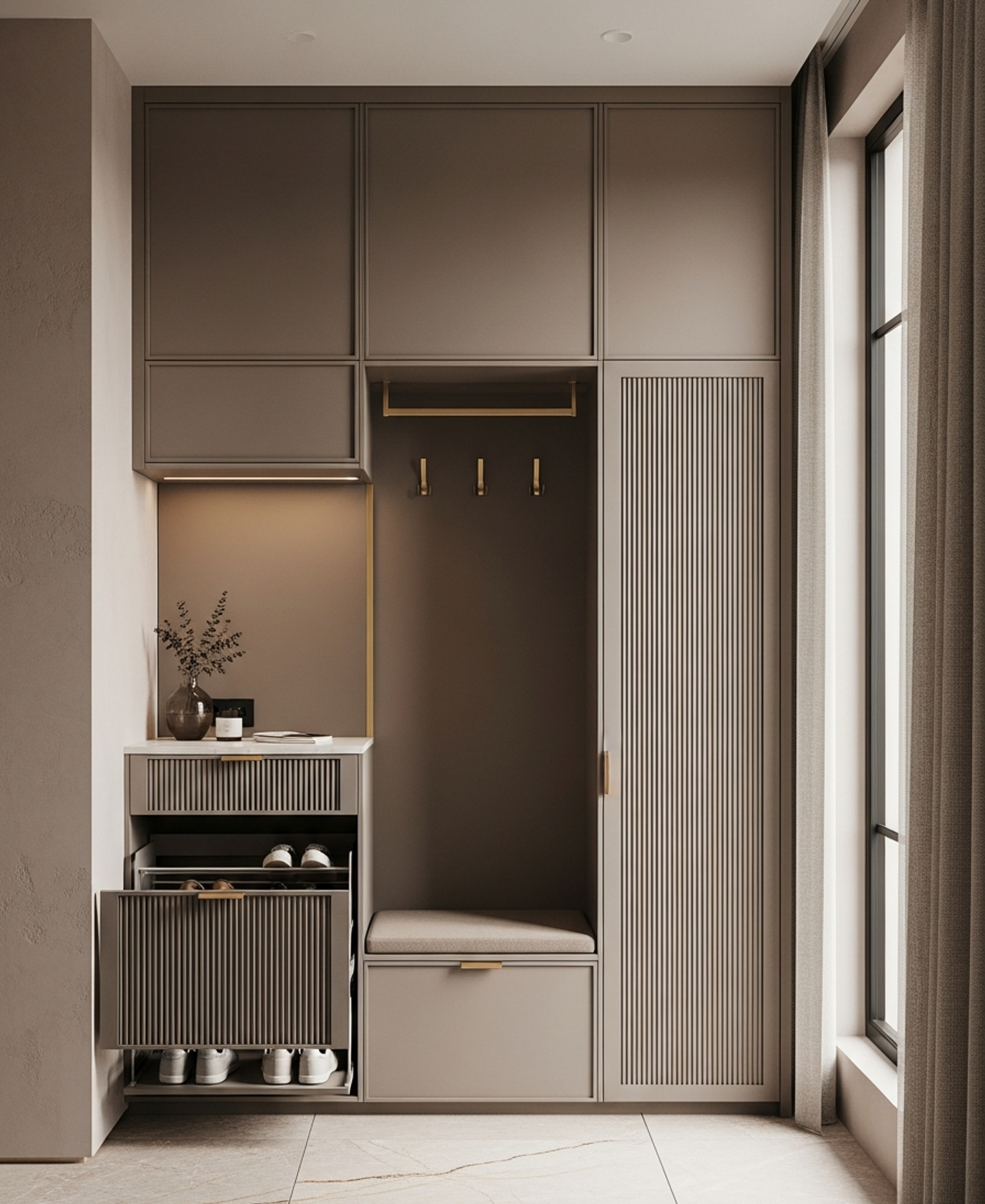 Fadior Archetype Shoe Cabinet — 304 stainless steel entryway system, front view