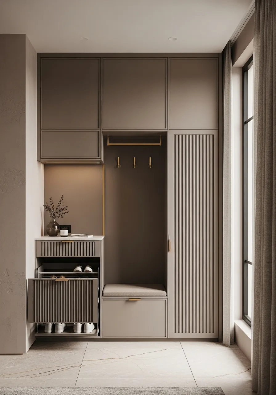 Fadior Archetype Shoe Cabinet — 304 stainless steel entryway system, front view