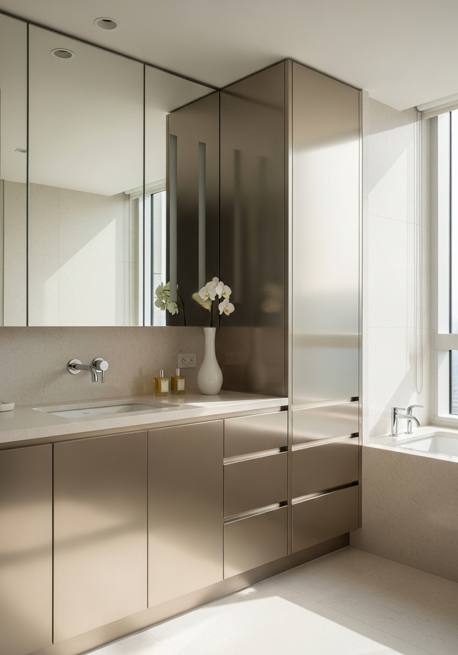 Fadior Hong Kong Peak Penthouse — bathroom vanity with premium material integration
