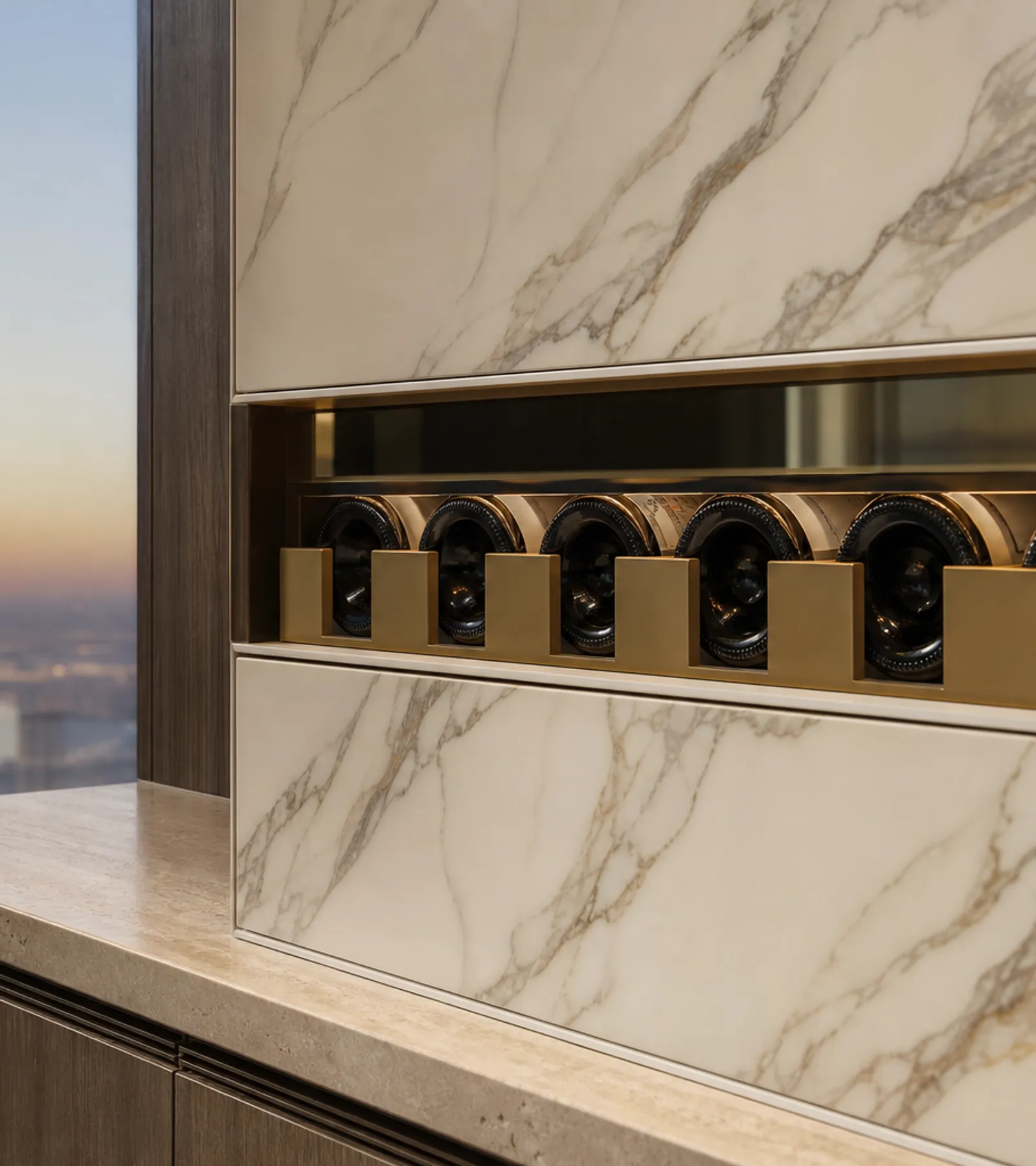 Suite de Armario de Vinos Gloria con Abertura Ledger para Botellas acabado y detalle