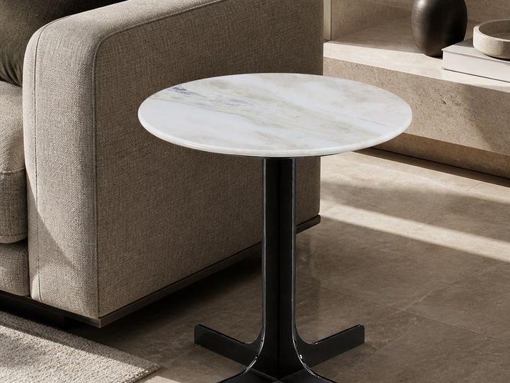 Marble Side Table styled in a FADIOR HOME interior setting