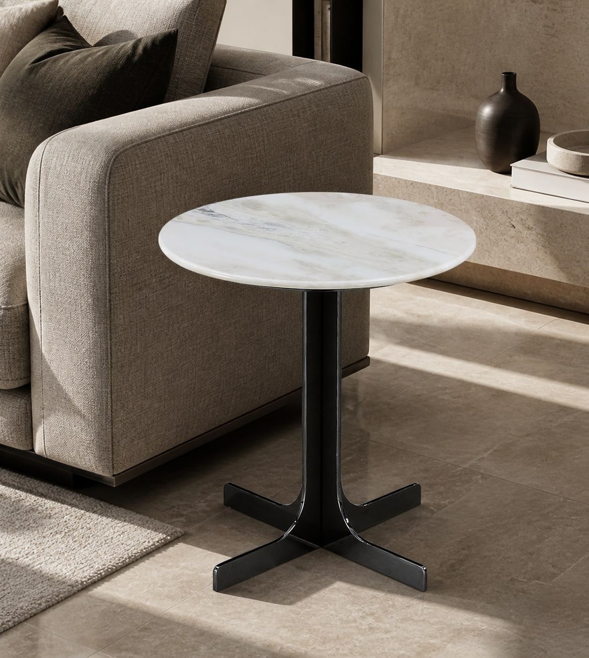 Marble Side Table styled in a FADIOR HOME interior setting