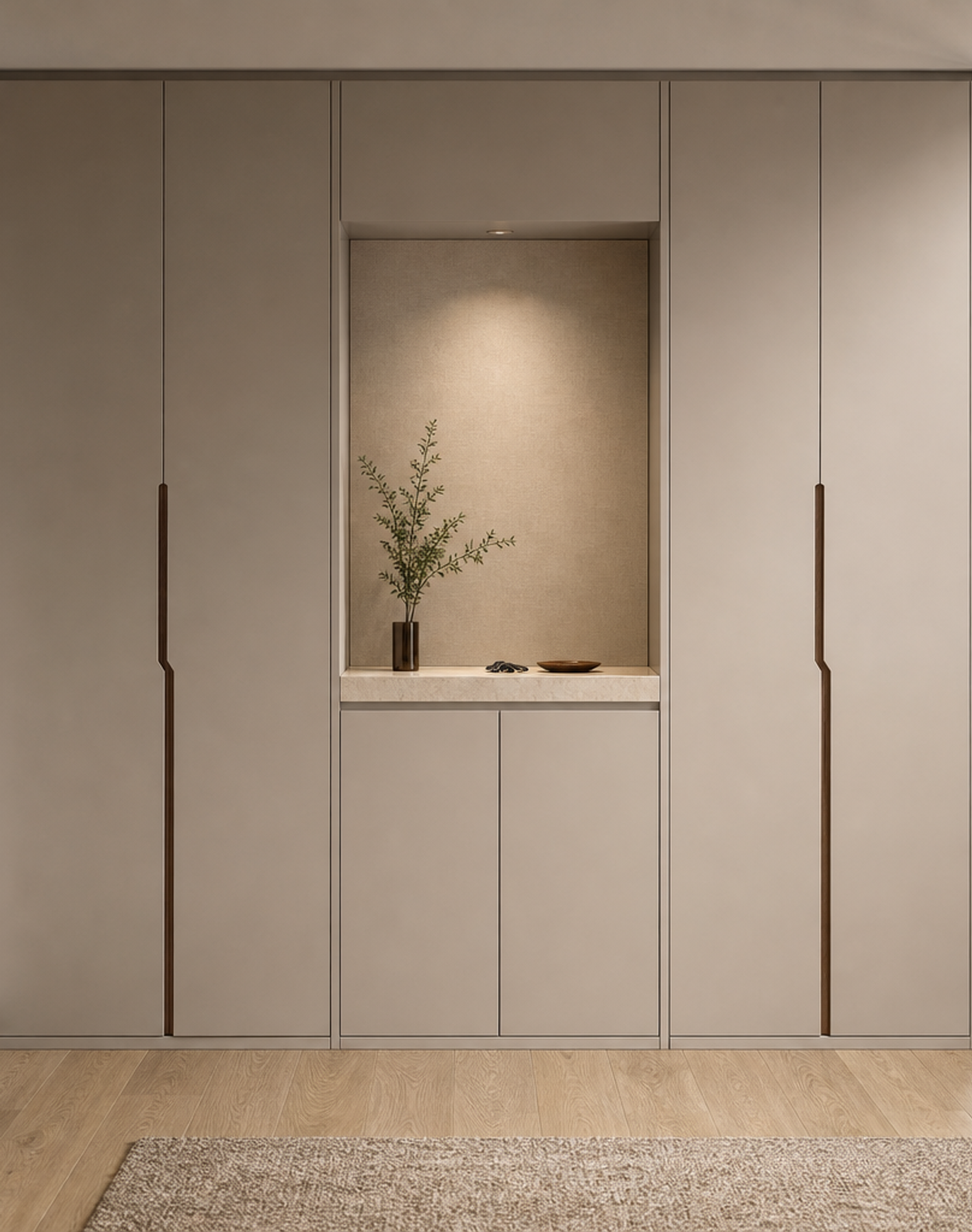 Fadior Savile Entryway Suite with Linen Pinboard Service Alcove — interior room context showing cabinet integration