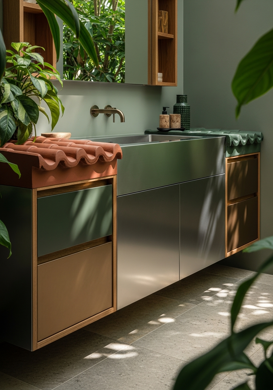 Fadior Singapore Hillside Villa — bathroom vanity with premium material integration