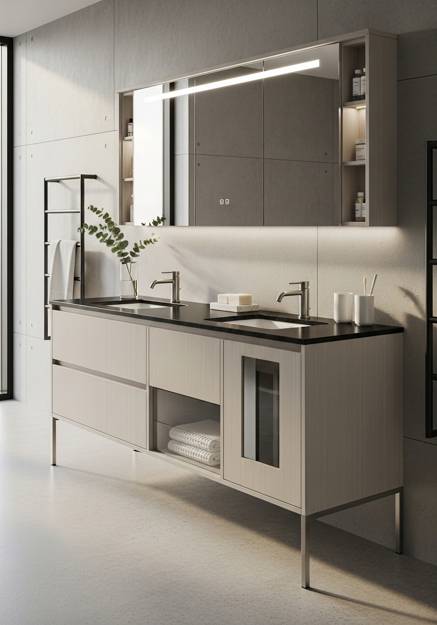 Fadior Acqua Vanity Suite — interior room context showing cabinet integration