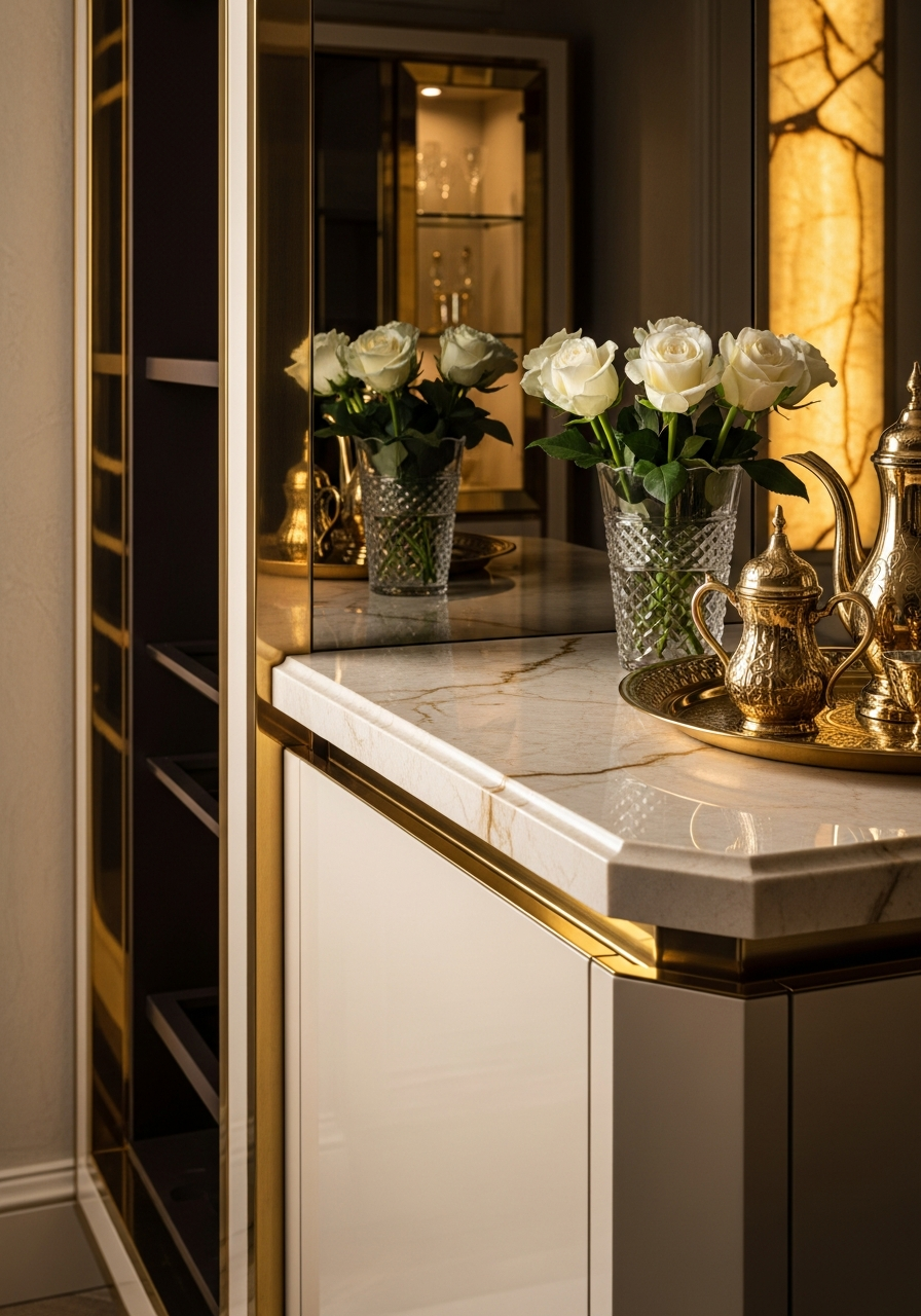 Fadior Grotto Wine Cabinet Suite — close-up of stainless steel finish and hardware detail