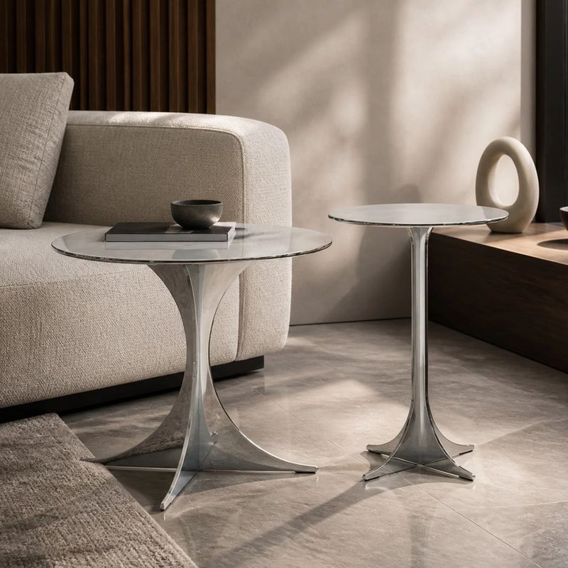 Side Table (Mirror stainless steel) styled in a FADIOR HOME interior setting