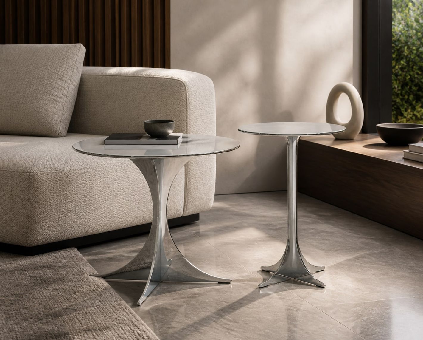 Side Table (Mirror stainless steel) styled in a FADIOR HOME interior setting