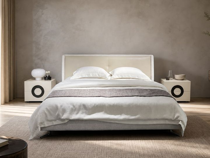 Upholstered Bed styled in a FADIOR HOME interior setting